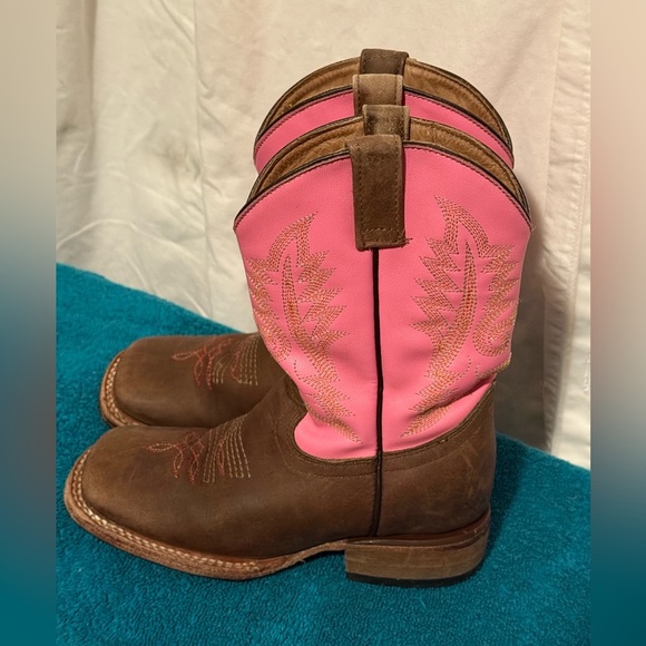 Original Ranchers Kids Sz 12.5 Leather Cowgirl Boots Straight From Texas! - Picture 1 of 11